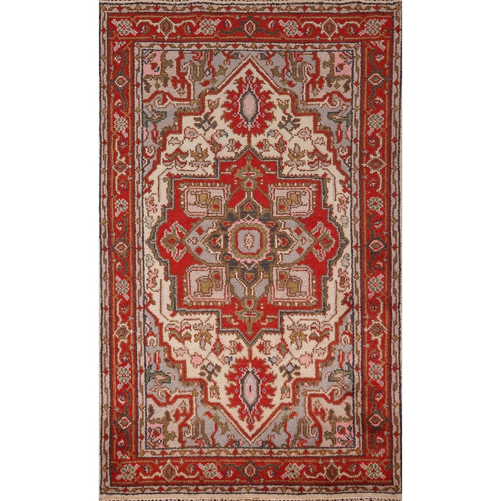 Heriz Serapi Oriental Accent Rug Hand-Knotted Wool Carpet - 3'10" X 6'1"