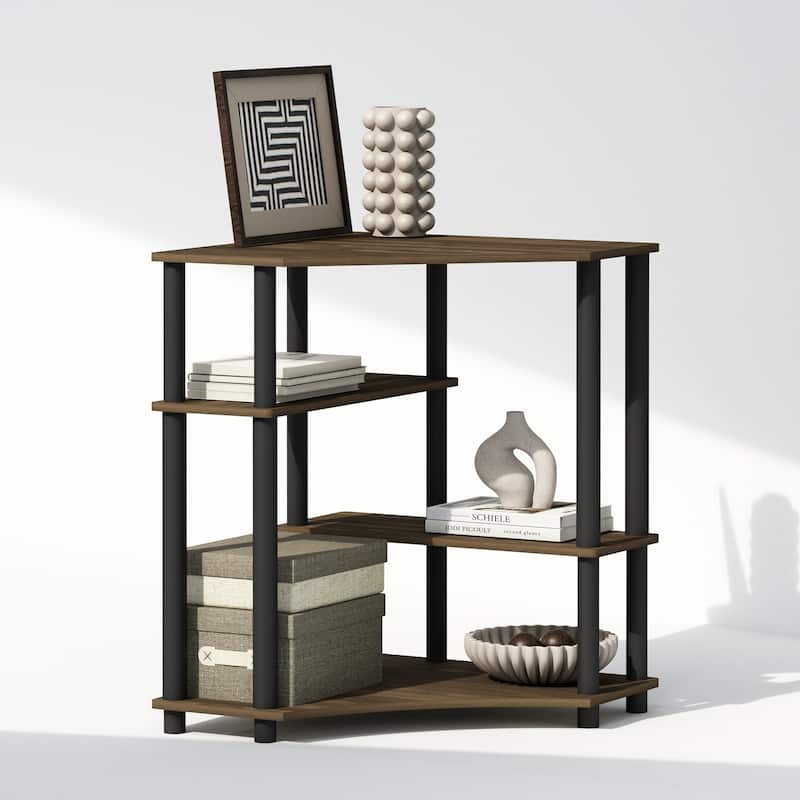 4 Tiers Wood Household Shelving Unit in Walnut/Black (31.1 in. W x 28.5 in. H x 22.5 in. D) - 31.1