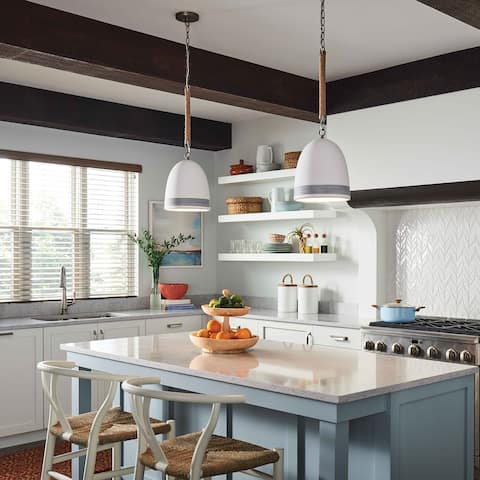 Hinkley Nash 1-Light Pendant in Antique Nickel with Grey Stripe - Small