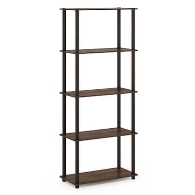 5 Tiers Wood Household Shelving Unit in Walnut/Brown (23.6 in. W x 57.4 in. H x 11.6 in. D) - 23.6