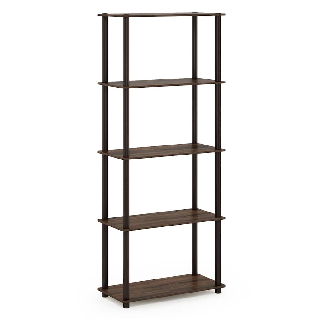 5 Tiers Wood Household Shelving Unit in Walnut/Brown (23.6 in. W x 57.4 in. H x 11.6 in. D) - 23.6