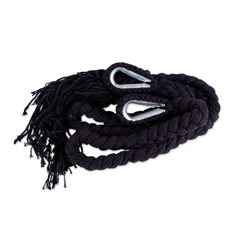 Novica Handmade Ebony Cascade Cotton Rope Hammock (Double)