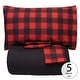 preview thumbnail 4 of 3, Sweet Home Collection Burgundy Black Buffalo Check Sheet & Solid Black Comforter Set Full