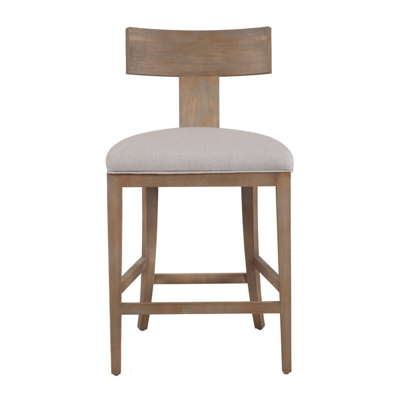 Modrest Fabien Mid-Century Modern Beige Linen & Wood Counter Chair