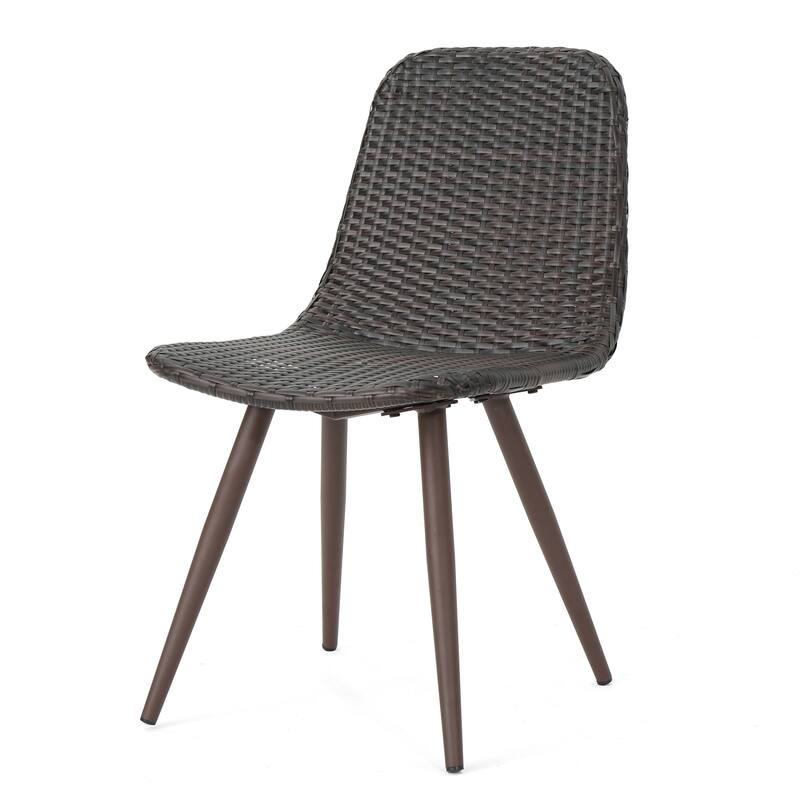 Elegant Wicker Dining Chairs with Powder Coated Legs, Set of 2