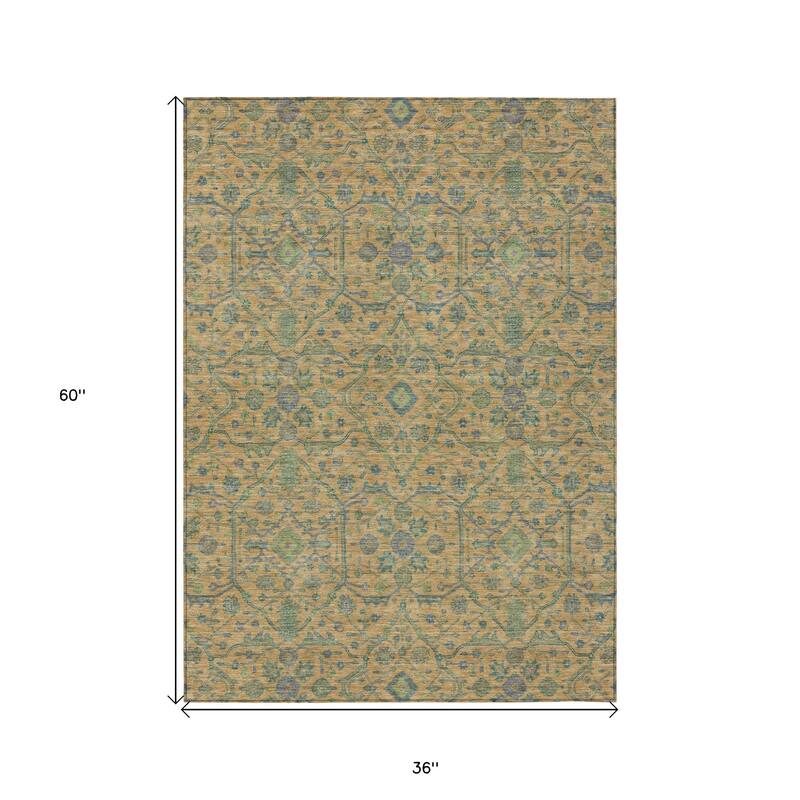 HomeRoots Floral Transitional Rectangle Outdoor Rug