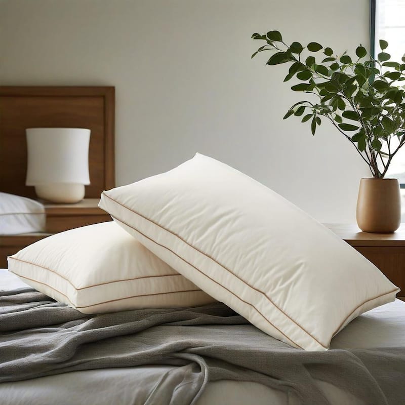 300TC Organic Cotton White Down Bed Pillow Medium Firm - Medium-Firm - King