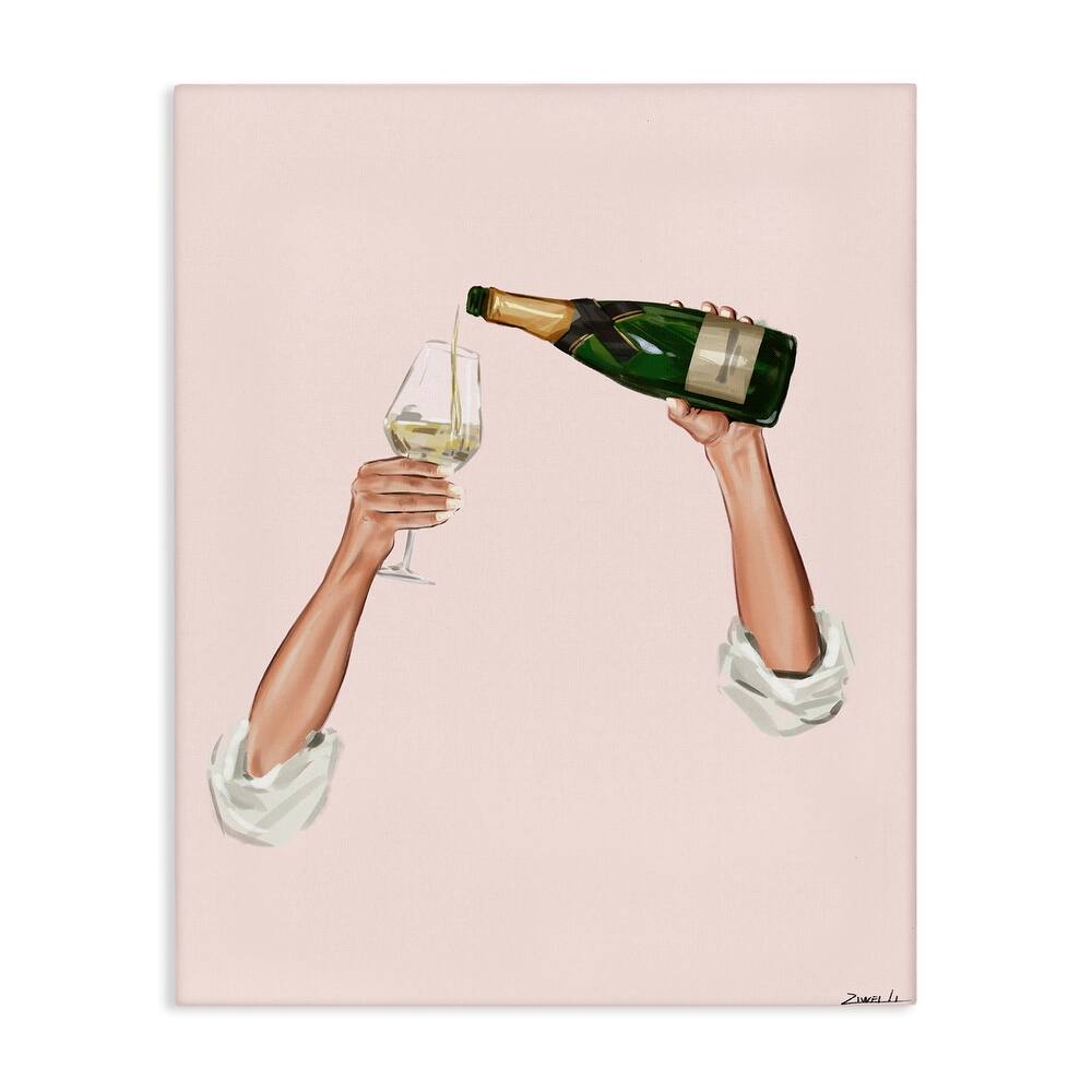 Stupell Champagne Pour on Pink Canvas Wall Art Design By Ziwei Li