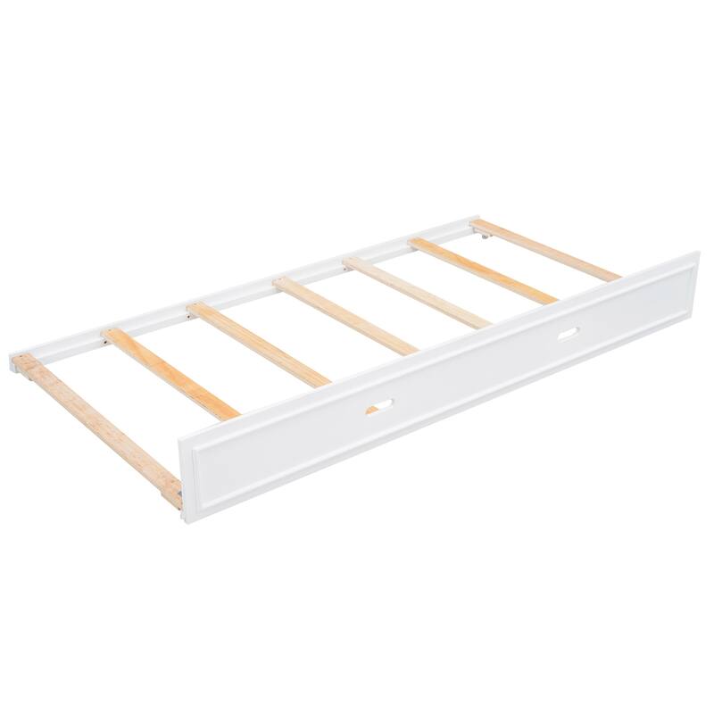 Full Size Wood Daybed with Storage Shelves, USB Charging Ports, LED Lights, and Trundle - Box Spring Not Required
