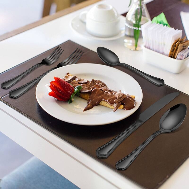 Black Silverware Set, Stainless Steel Flatware Cutlery Set