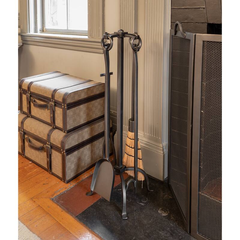 Achla Designs English Country Fireplace Set of 4 Tools, 32 Inch Tall