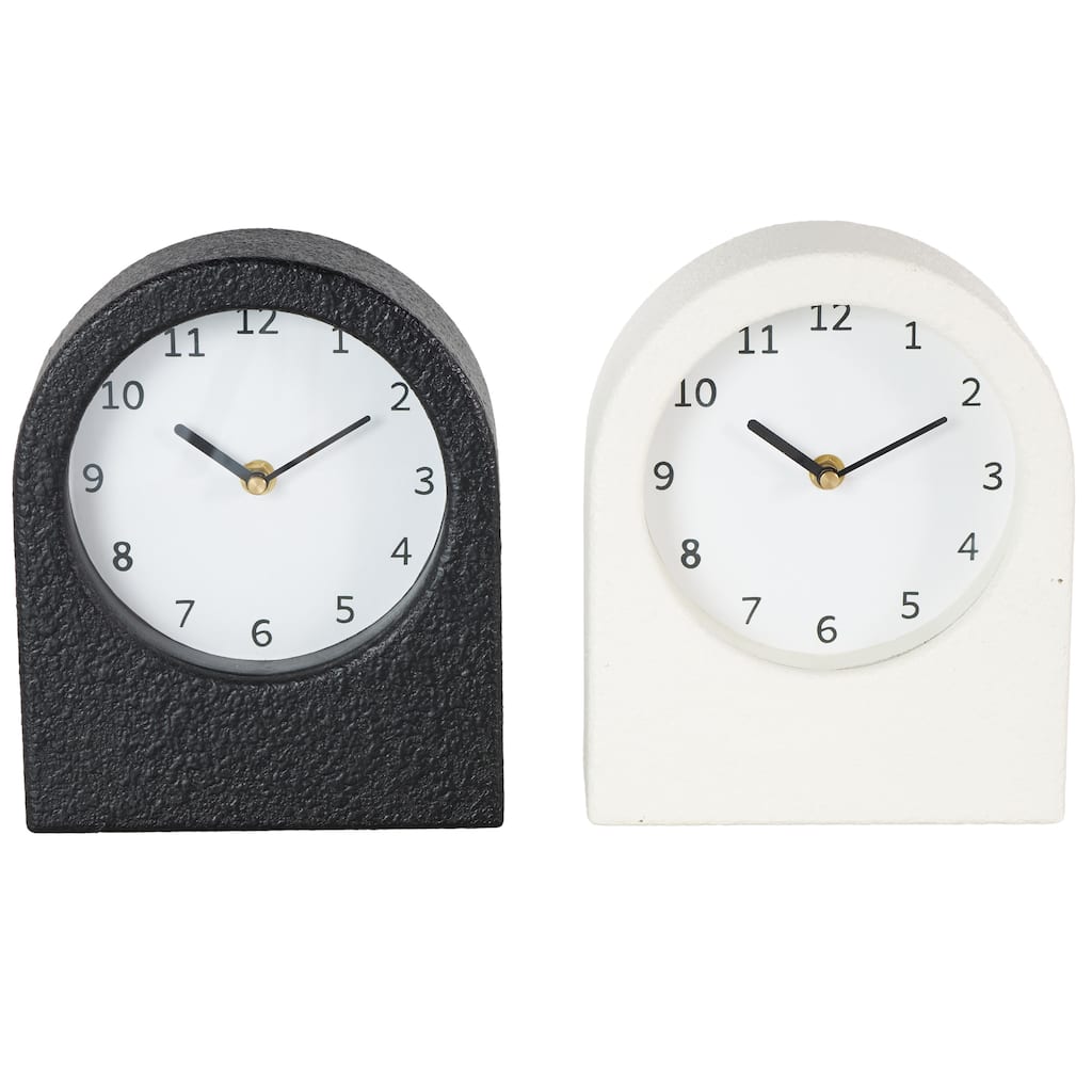 Wood Textured Decorative Clock with Gold Accents - Set of 2 Multi Colored - Roche River Decor