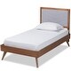 preview thumbnail 13 of 17, Roze Mid-Century Modern Wood Platform Bed in Twin Size Light Grey