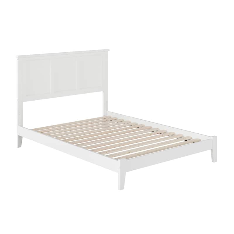 Low Profile Platform Bed - White Beach Design - Hardwood Frame & Slats - Matching Footboard