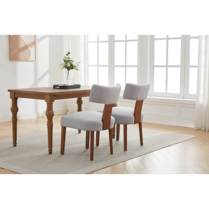 Set of 2 Fabric Modern Armless Dining Chairs
