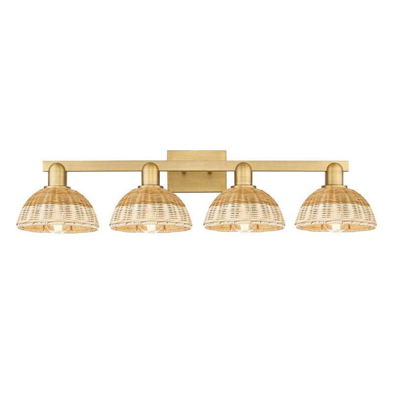 Innovations Lighting Downtown Urban - Natural Ballston Dome - 4 Light 36" Bath Vanity Light with Basketweave Shade