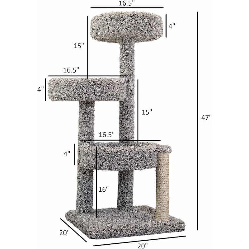 Multi-Level Cat Tree Condo with Plush Round Beds and Carpeted Scratching Posts for Large Cats
