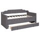 preview thumbnail 5 of 13, Pine Wood+MDF+Linen Twin Size Upholstered Daybed with Trundle and Three Drawers,Clean Silhouette