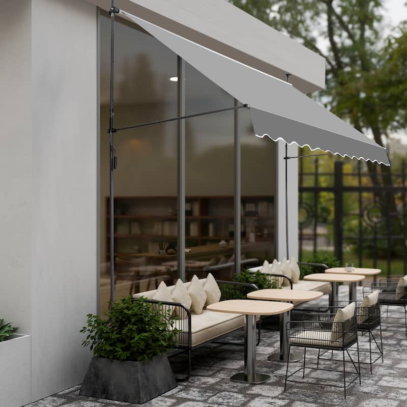 Retractable Patio Awning with 180g PU-Coated Polyester Fabric Aluminum and Steel Frame Adjustable 0 to 90 Degrees