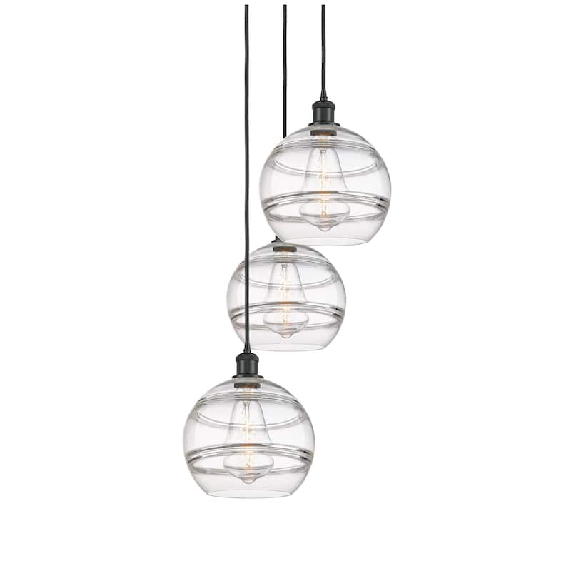 Innovations Lighting 113B-3P-36-17 Rochester Pendant Rochester 3 Light - Matte Black / Clear