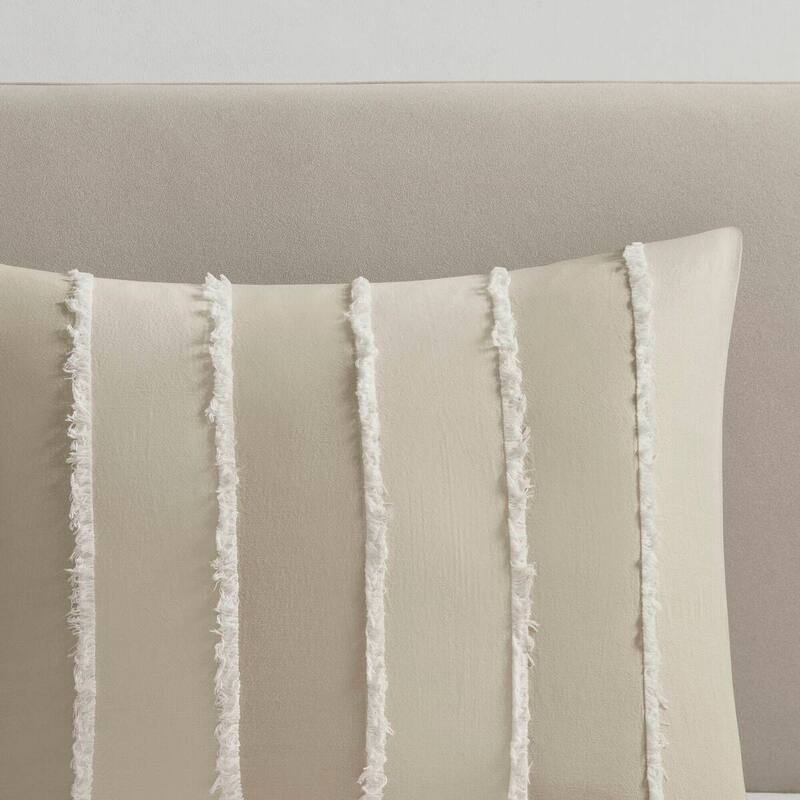GDF Studio - Marceline Striped Cotton 3-Piece Comforter Set with Clip Jacquard Trim