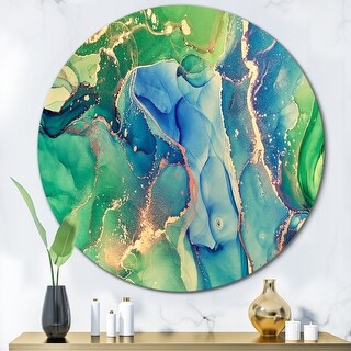 Designart 'Blue And Green Abstract Liquid Art II' Modern