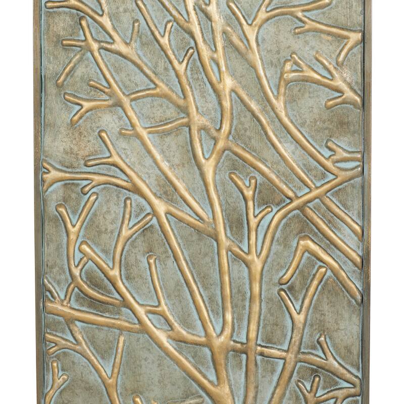 Metal Tree Wall Decor with Embossed Design - Set of 4 Green - Roche River Decor