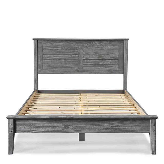 Grain Wood Furniture Greenport Louvered Solid Wood Platform Bed - Brushed Grey - Full