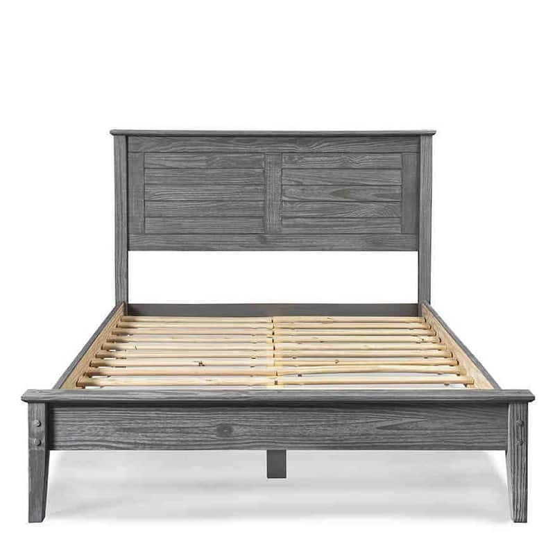 Grain Wood Furniture Greenport Louvered Solid Wood Platform Bed - Brushed Grey - Queen