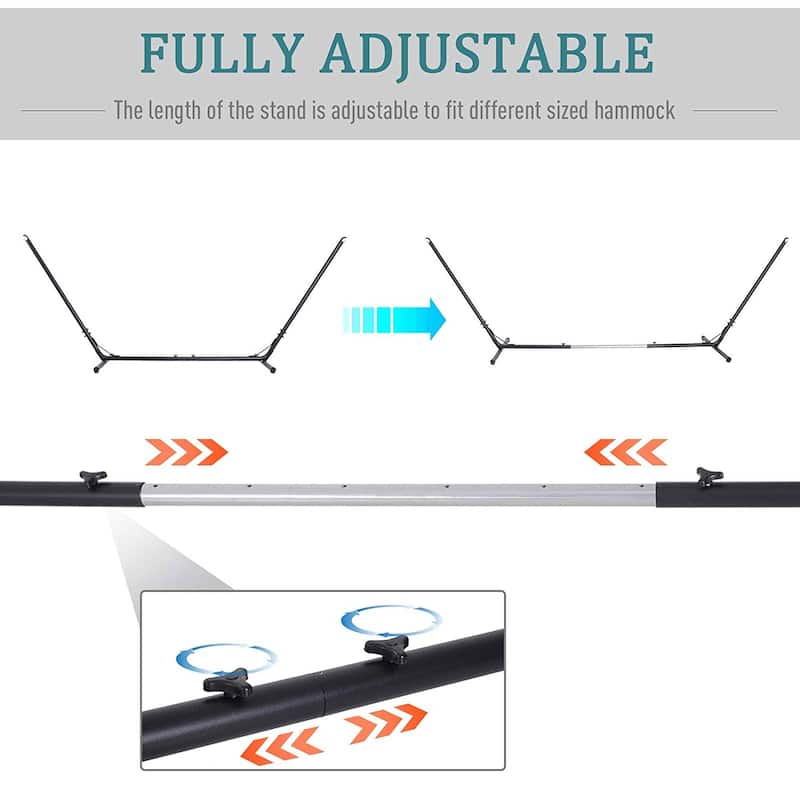 Outsunny Indoor Outdoor Adjustable Powder Coated Metal Hammock Frame Stand