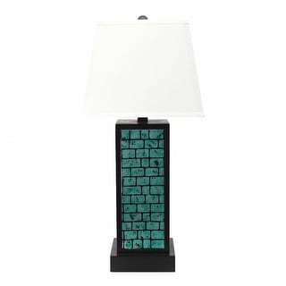 13 X 15 X 30.75 Black Metal With Teal Brick Pattern - Table Lamp 13 X 15 X 30.75 Black Metal With Teal Brick Pattern - Table Lamp