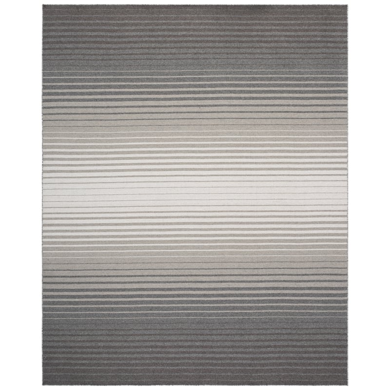 SAFAVIEH Handmade Striped Kilim Vlatka Wool Rug - 9' x 12' - Grey/Ivory