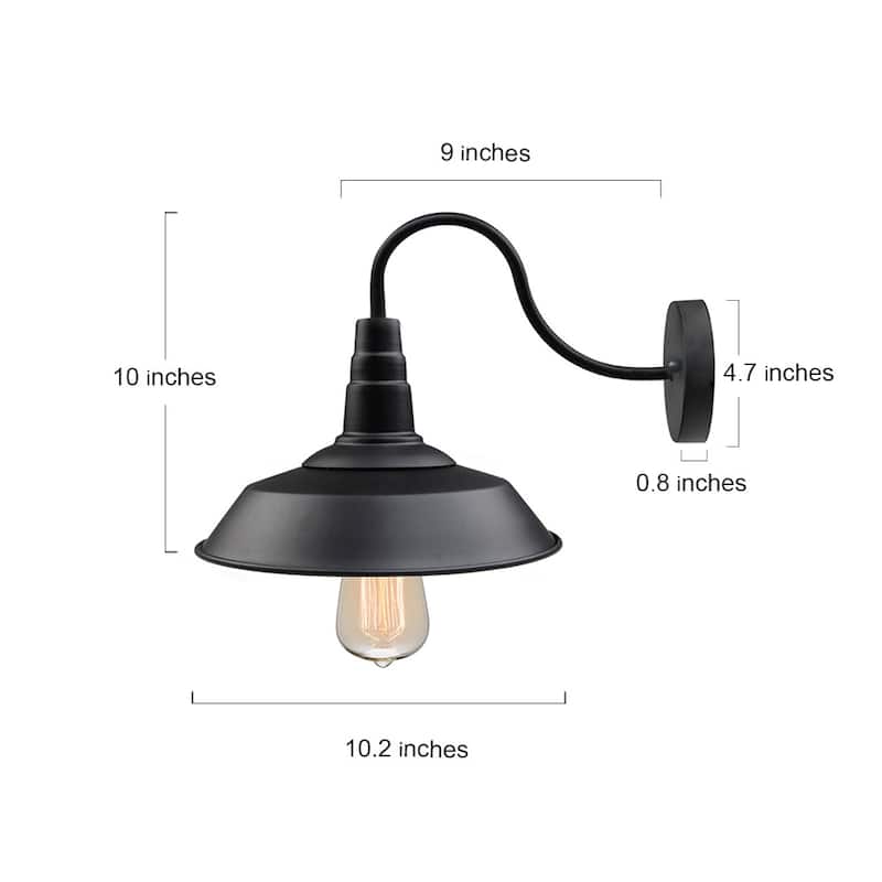 LNC Black Gooseneck Wall Sconces Barn Warehouse Farmhouse - D10.2"*H10"