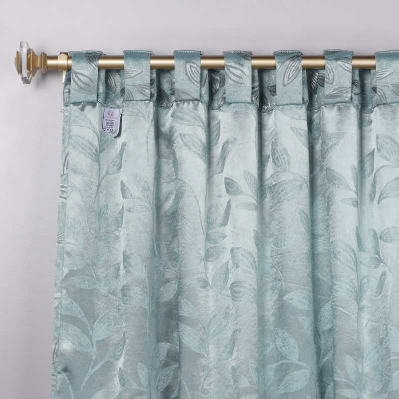 Superior Leaves Machine Washable Room Darkening Curtains with Back Tabs, Set of 2