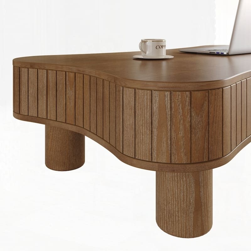 Lift Top Coffee Table with Fluted Panel Hidden Storage