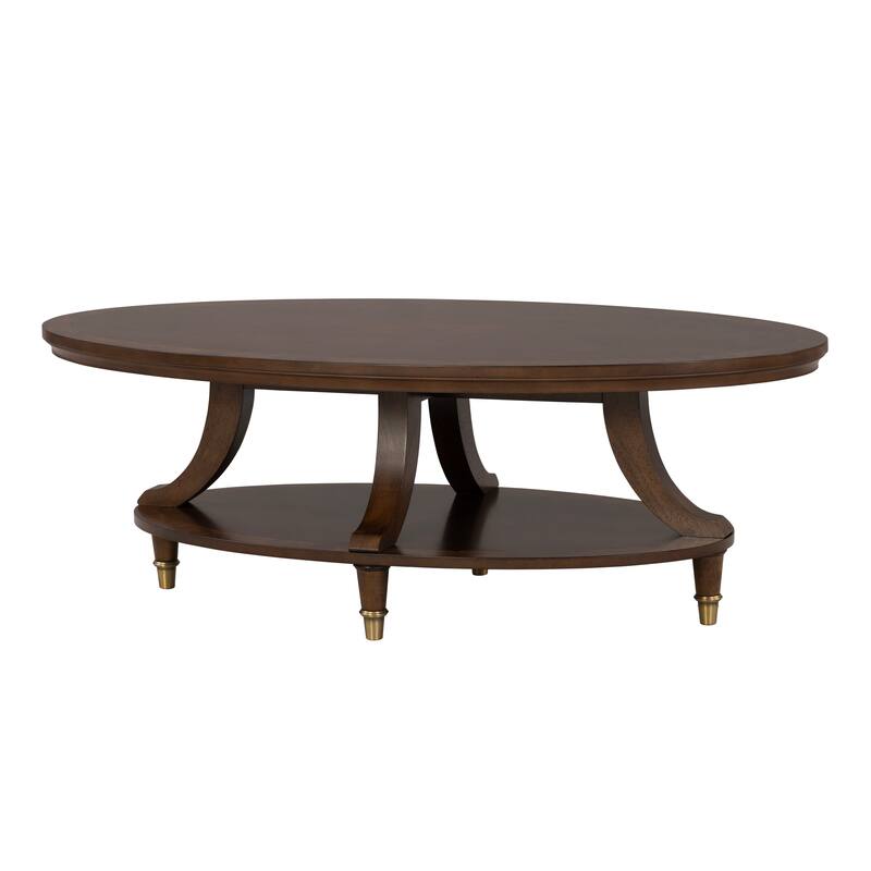 Furniture of America Prylen Modern Dark Cherry 2-Piece Oval Coffee Table Set with End Table
