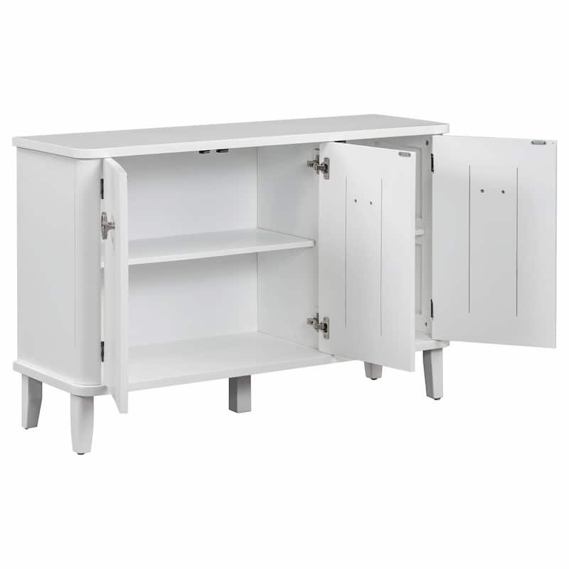 Fraxinus Mandschurica Cabinet with Three Acacia Solid Doors, Adjustable Shelves