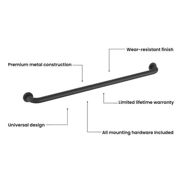 dimension image slide 1 of 3, 36-Inch Stainless Steel Bathroom Safety Grab Bar
