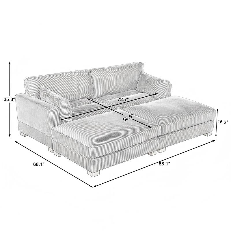 88" Convertible Larger Couch Modular Sectional Sofa Set