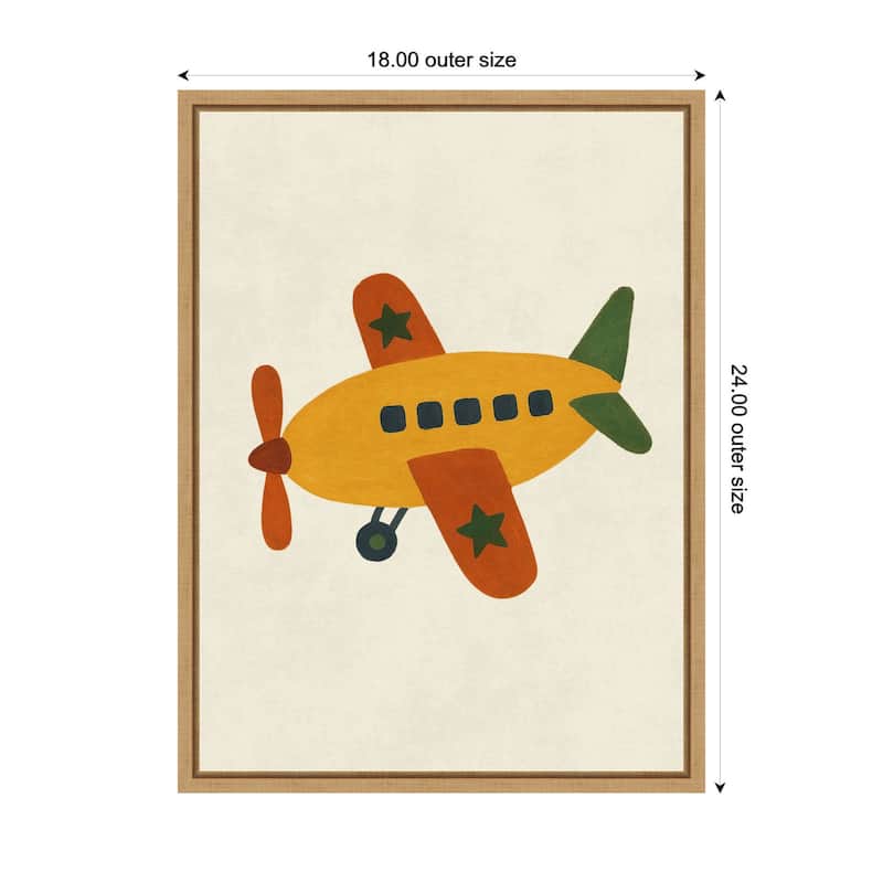 Kate and Laurel Kids Plane by Laura Moss Framed Canvas Wall Art Print