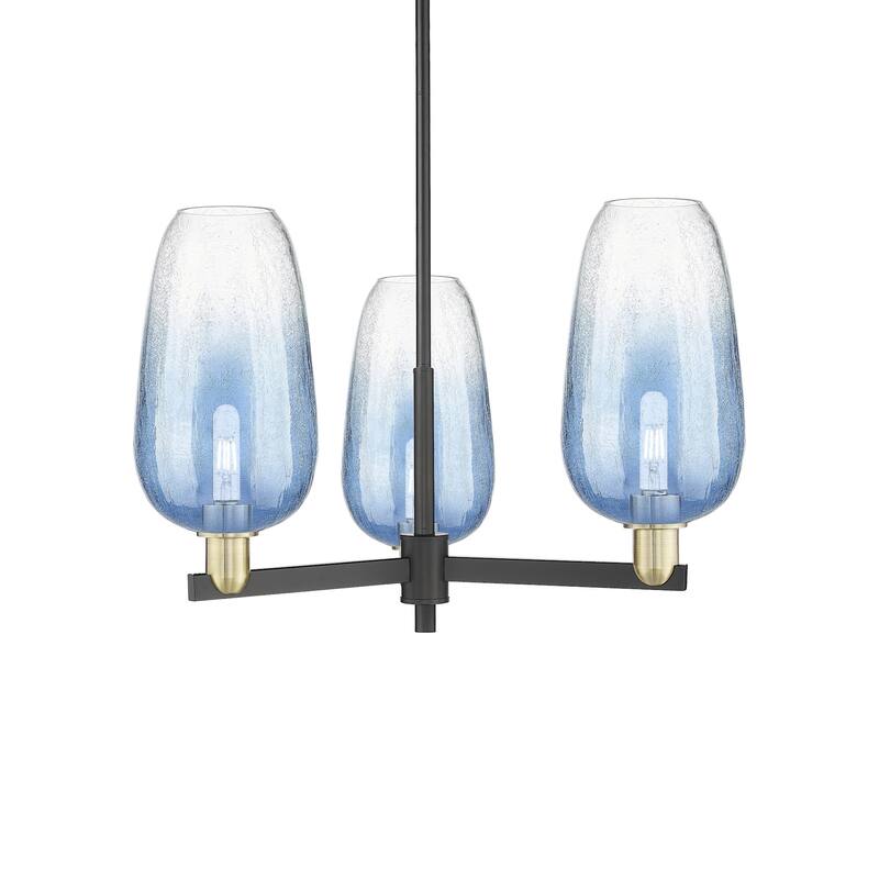 Innovations Lighting 716-3CR-17-18 Brookhaven Flute Chandelier - Black Antique Brass / Sapphire Blue