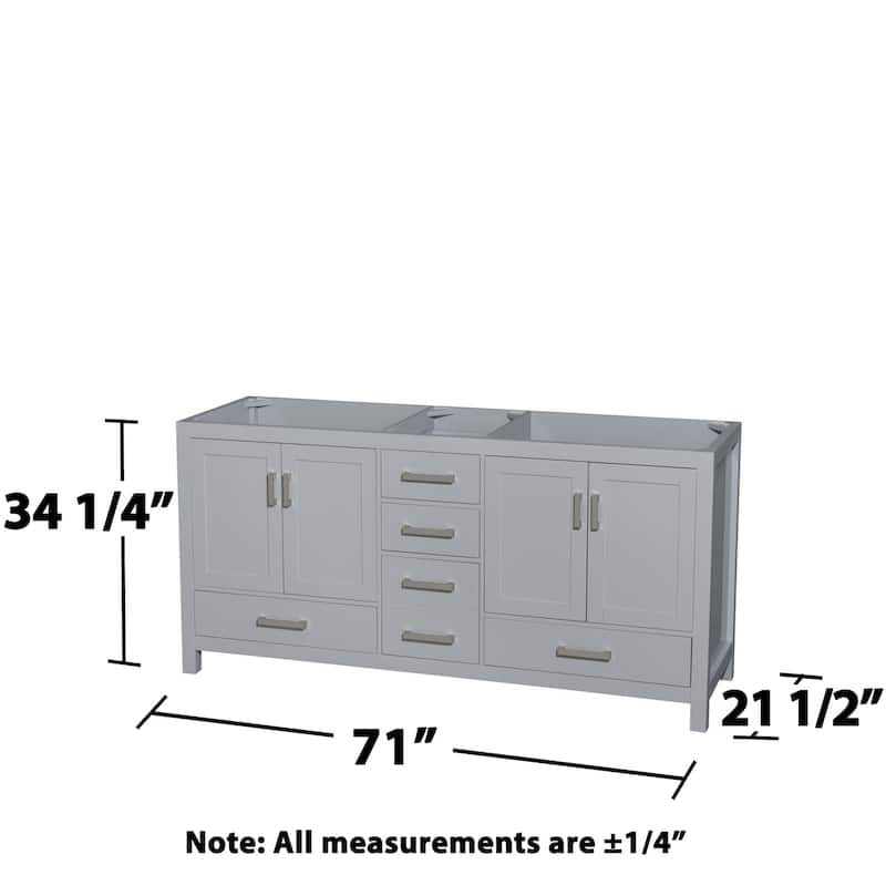 Wyndham Collection Sheffield 72" Hardwood Vanity Cabinet and Two 24"
