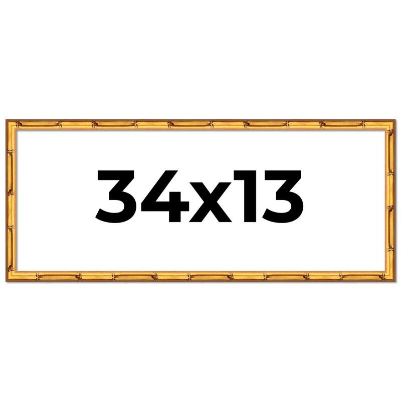 34x13 Frame Gold Bamboo Picture Frame Modern Photo Frame Includes UV Acrylic Shatter Guard Front Acid Free Foam Backing Board