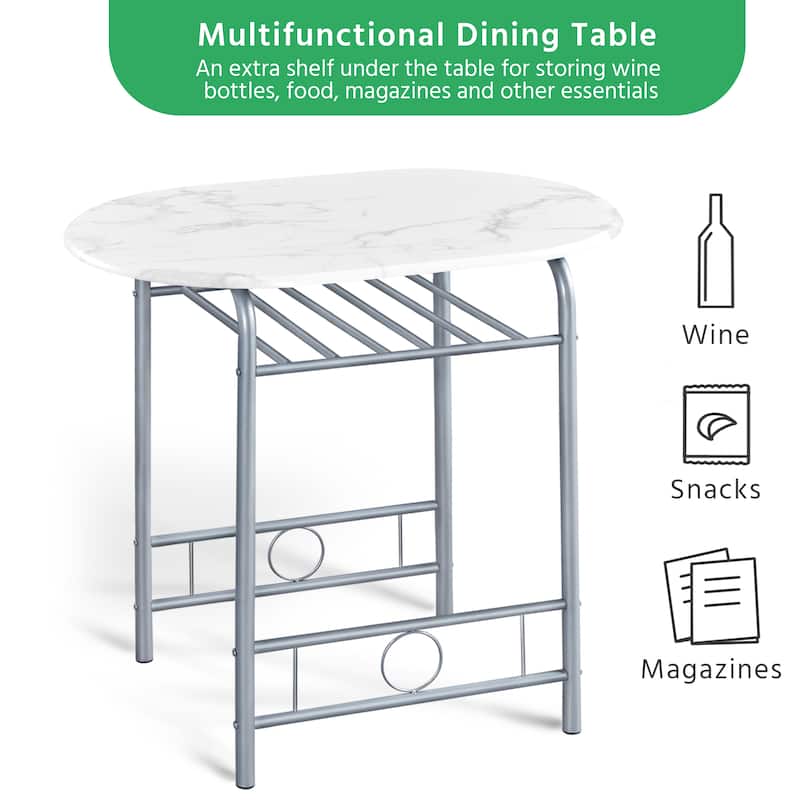 Yaheetech Modern Round Dining Table Set, 3 Piece Dining Room Sets for Kitchens, Apartments