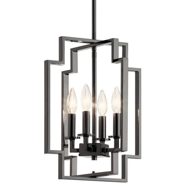 Kichler Downtown Deco 4 Light 12" Wide Taper Candle Pendant - Midnight Chrome
