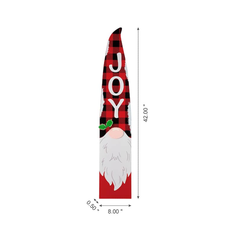 Glitzhome 42"H Wooden Christmas Gnome "JOY" Porch Sign