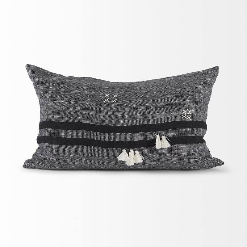 Dark Gray Detailed Throw Pillow Cover