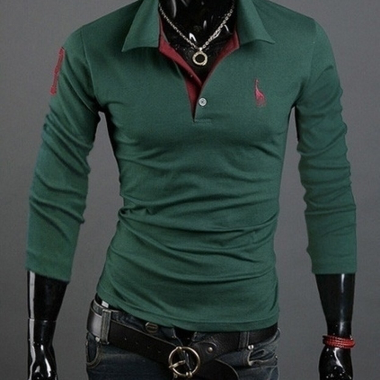 Shop Men Tee Tops Casual Classic Polo Mens T Shirt Long Sleeve