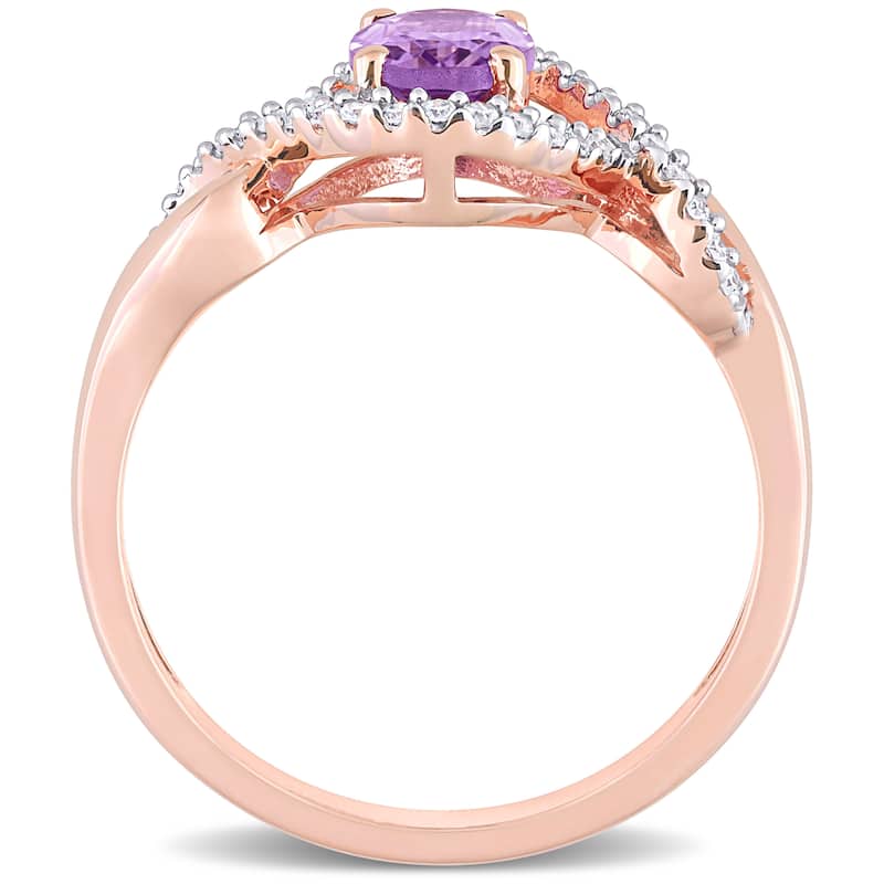 Miadora 10k Rose Gold Amethyst and 1/6ct TDW Diamond Halo Infinity Ring