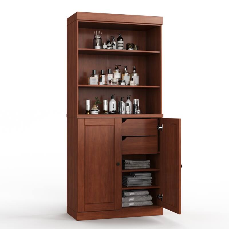 100% Solid Wood 32" Bathroom Cabinet with Optional Doors, 2-Drawers by Palace Imports